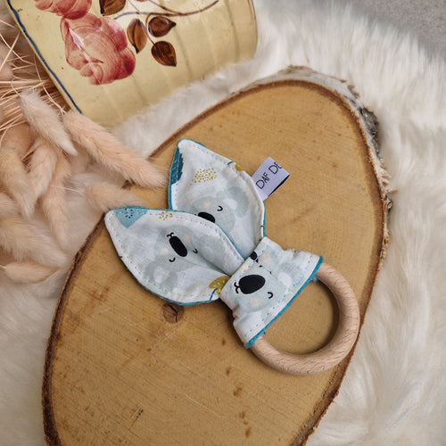 Anneau de dentition lapin bois et coton