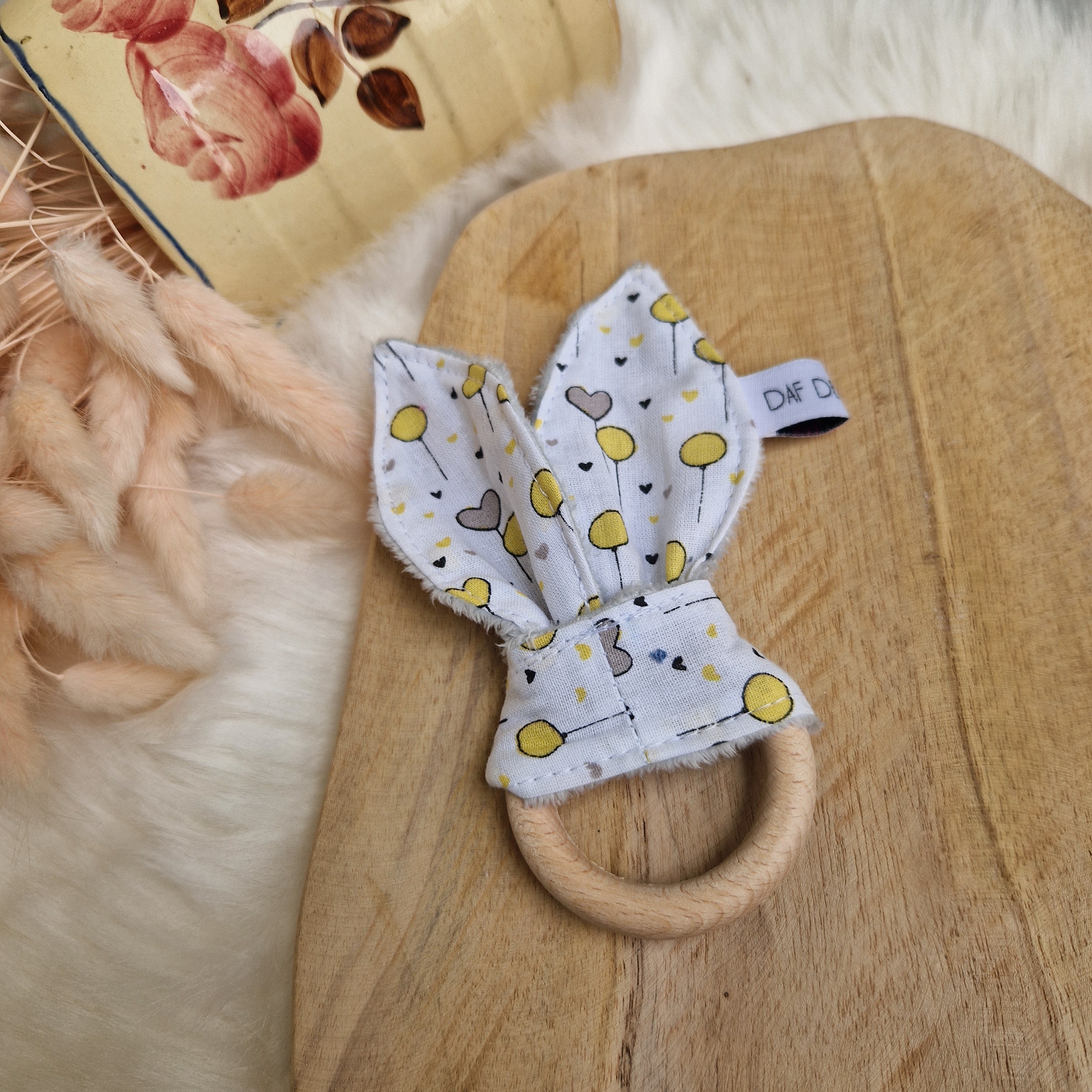 Anneau de dentition lapin bois et coton - vue 9