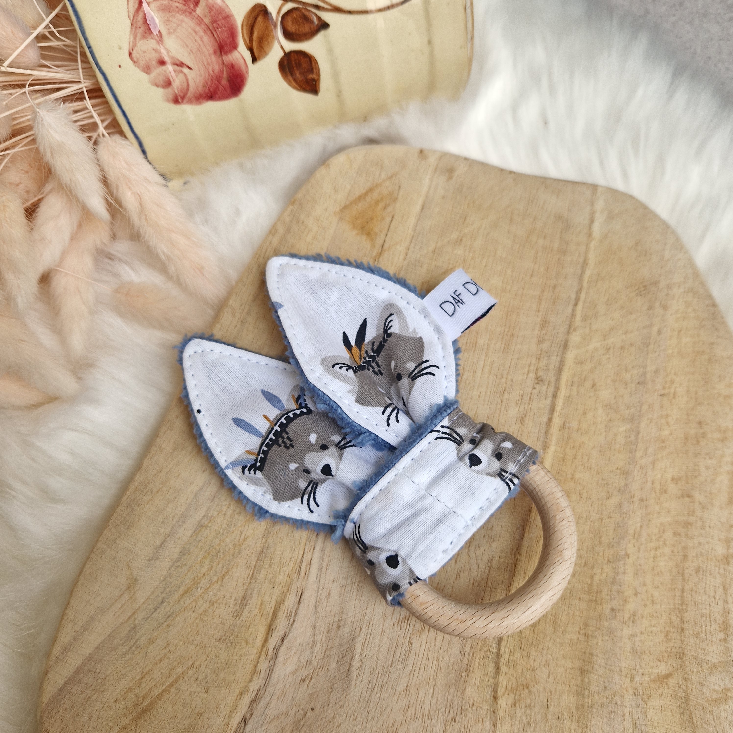 Anneau de dentition lapin bois et coton - vue 8