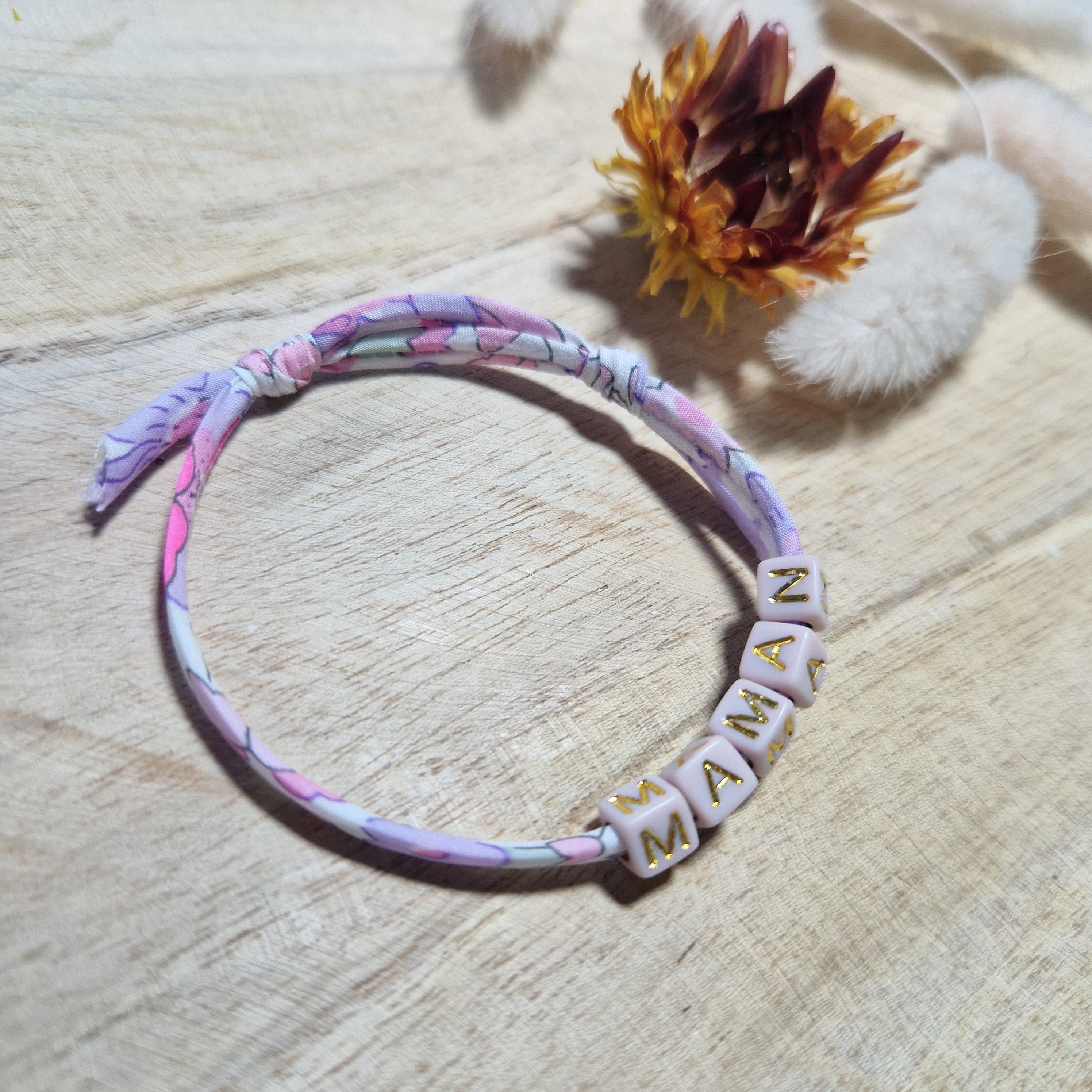 Bracelet message perles coton fait main - vue 7