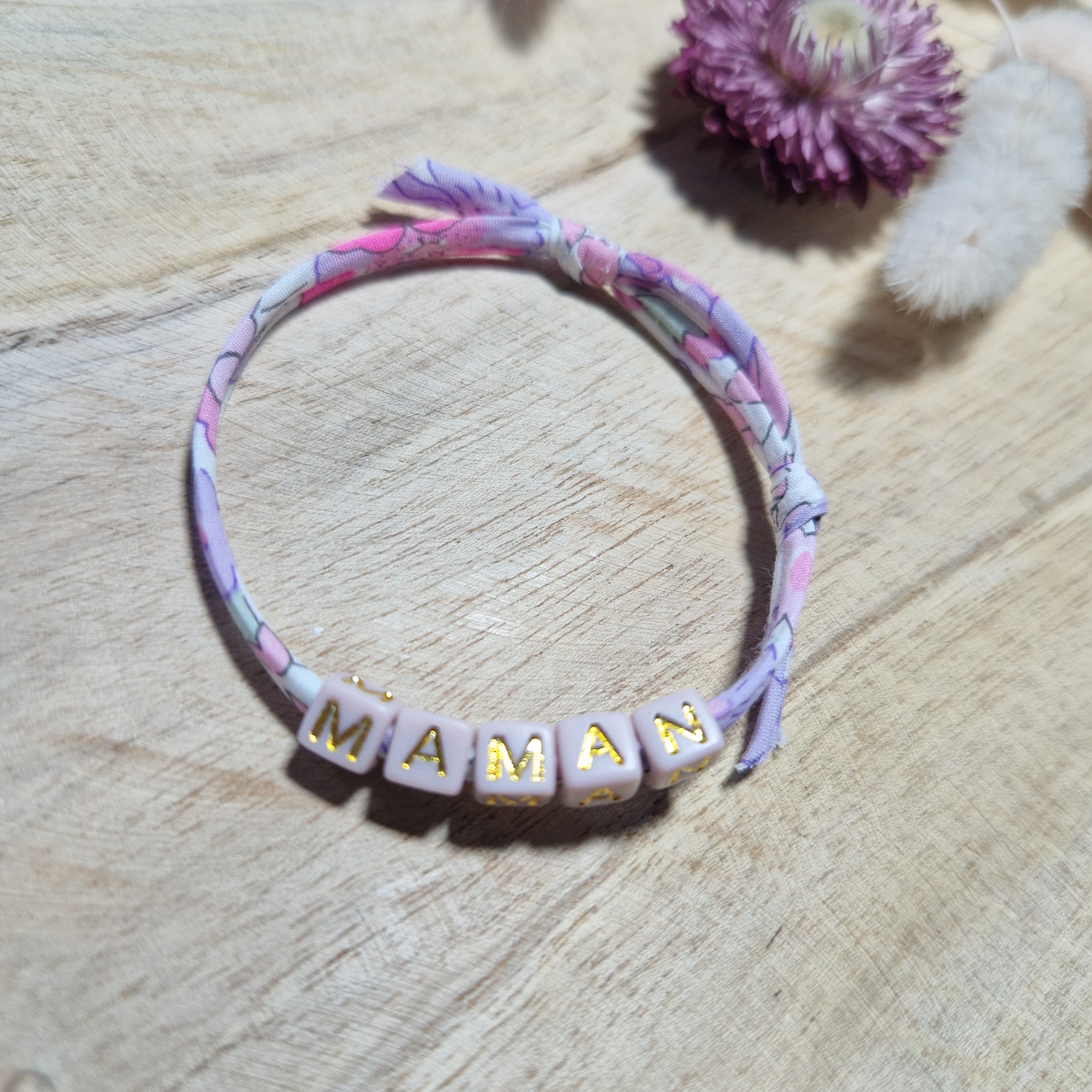 Bracelet message perles coton fait main - vue 5