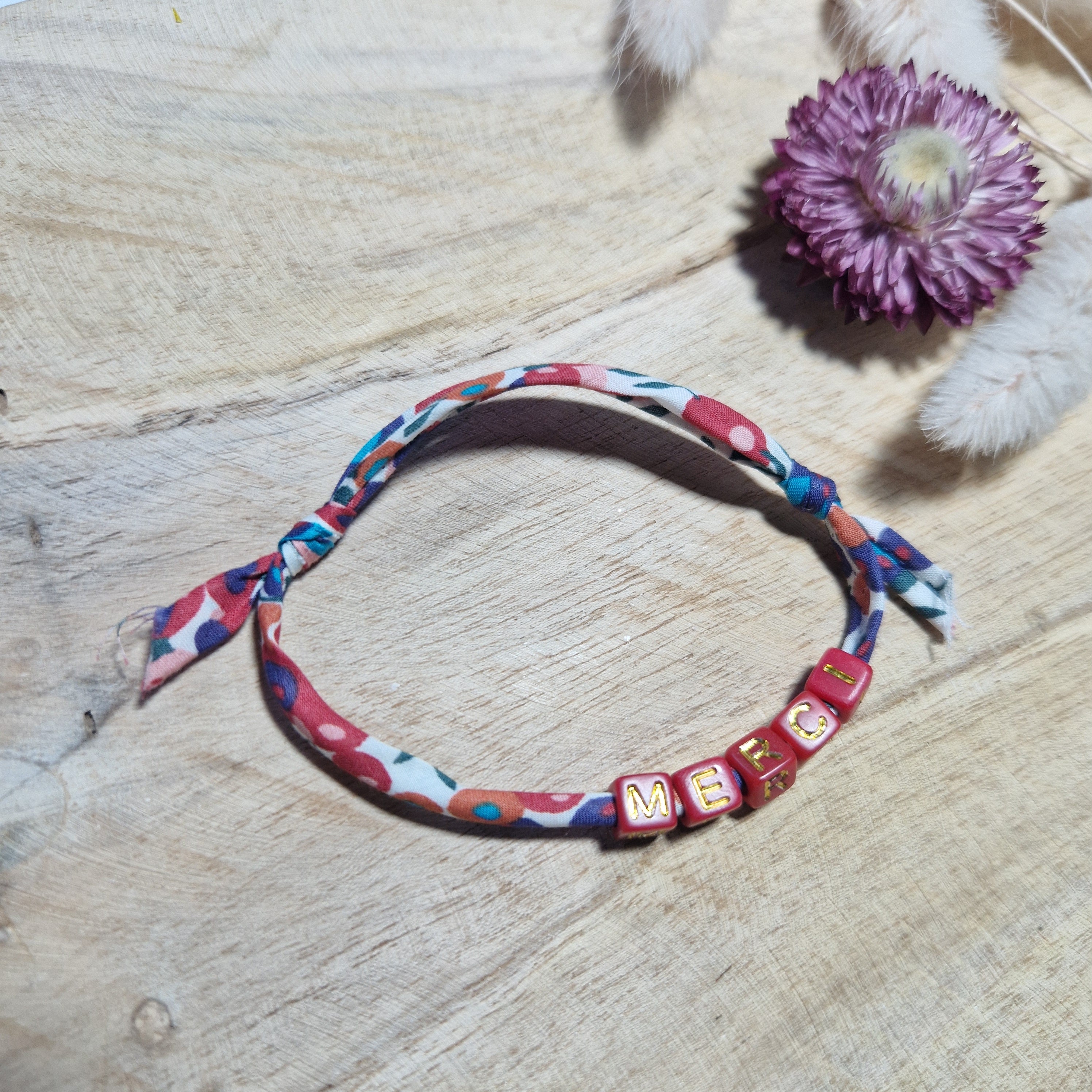 Bracelet message perles coton fait main