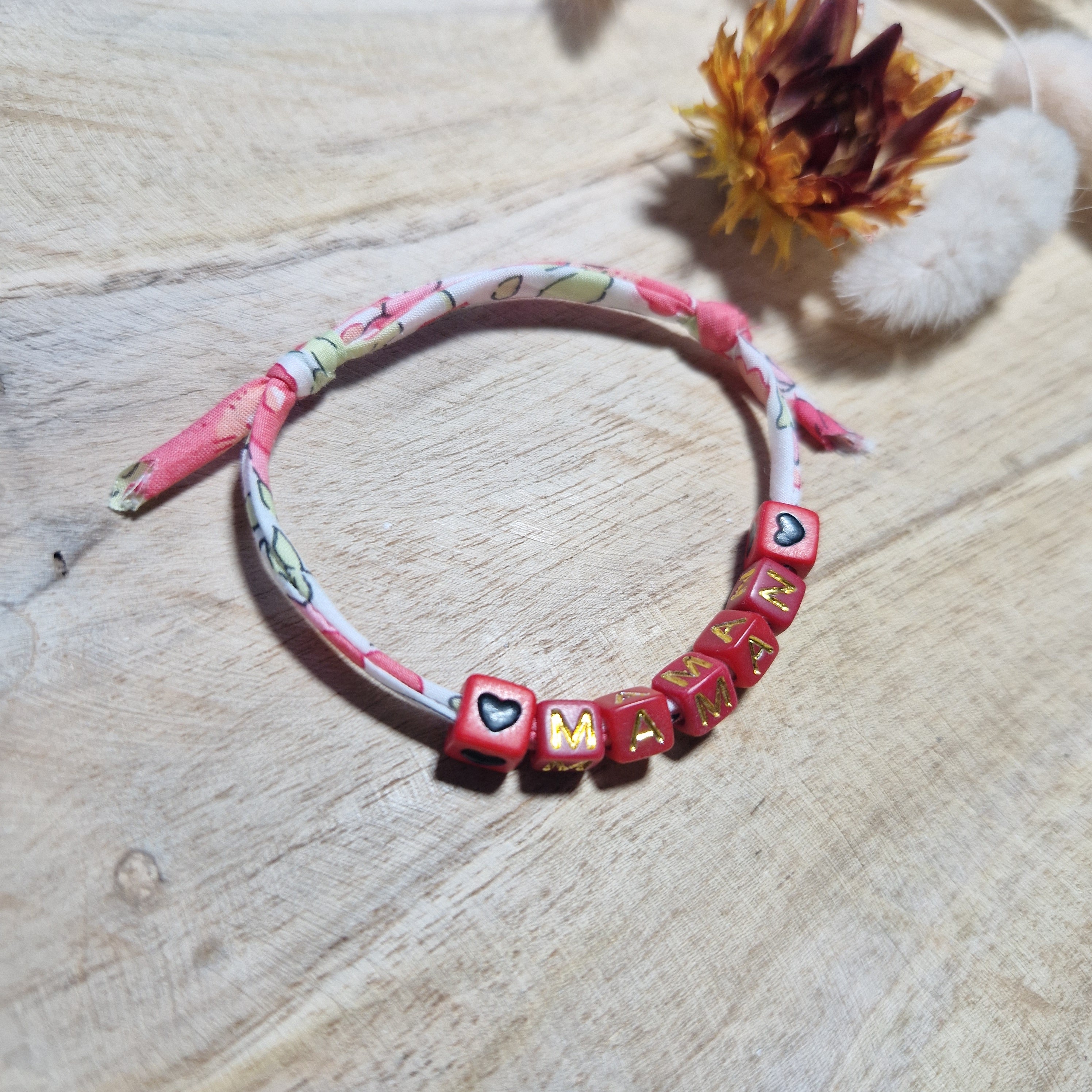Bracelet message perles coton fait main - vue 8