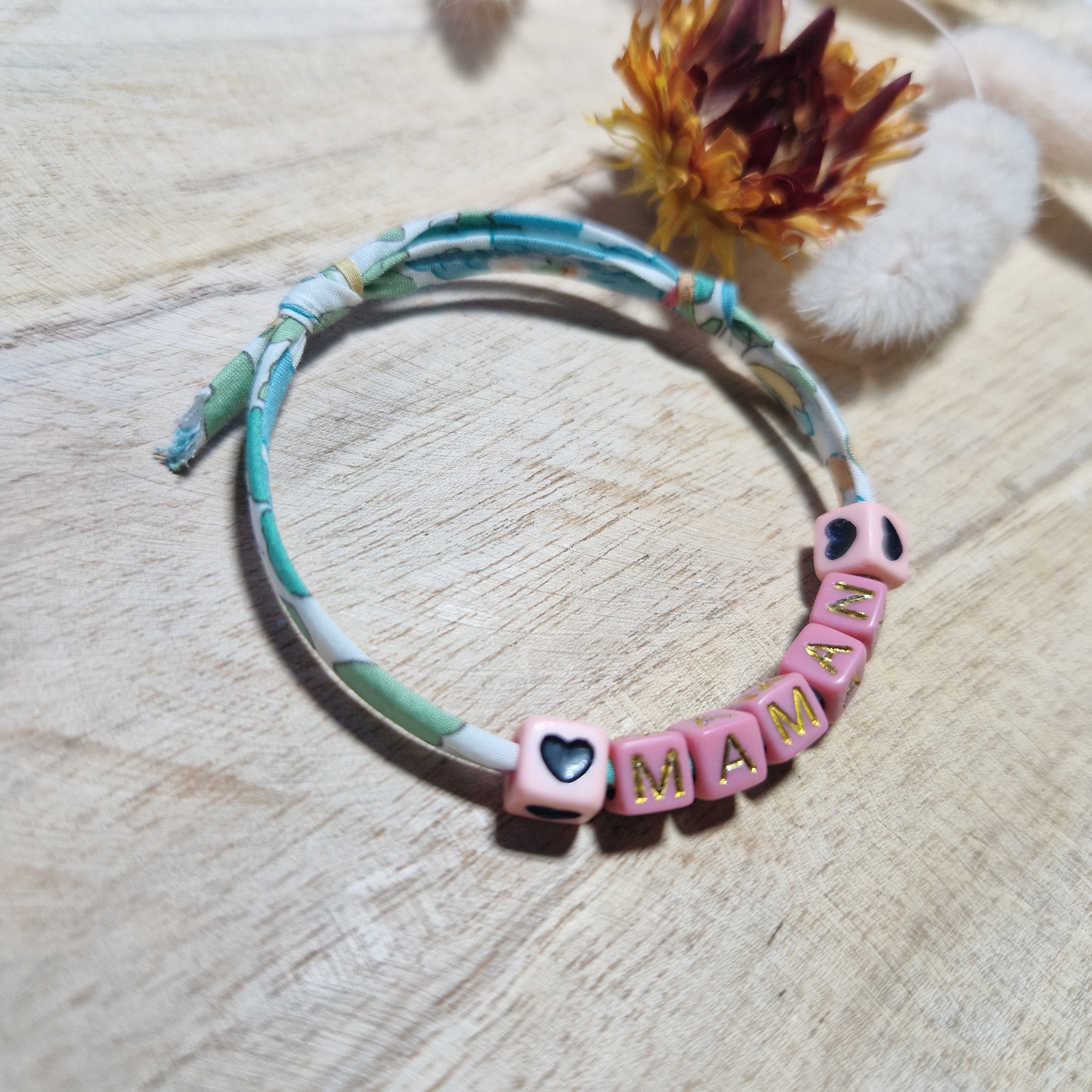 Bracelet message perles coton fait main - vue 6